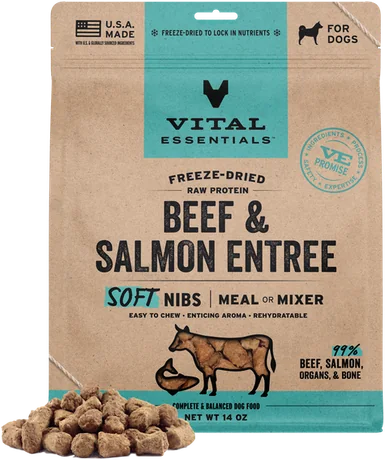 Vital Essentials Beef & Salmon Entree Freeze-Dried Soft Nibs pack